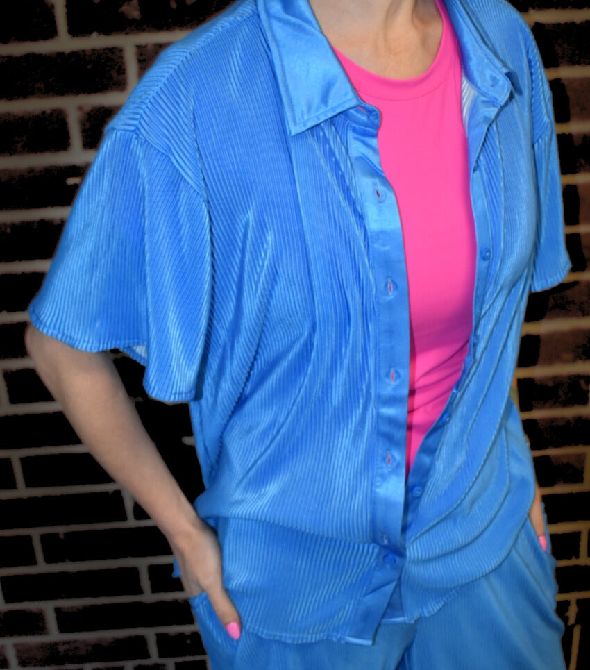 No Blues Silky Plisse Set