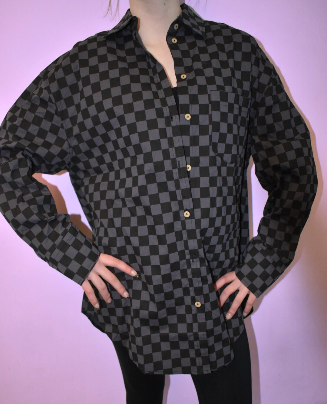 Just Too Easy Checkered  Top