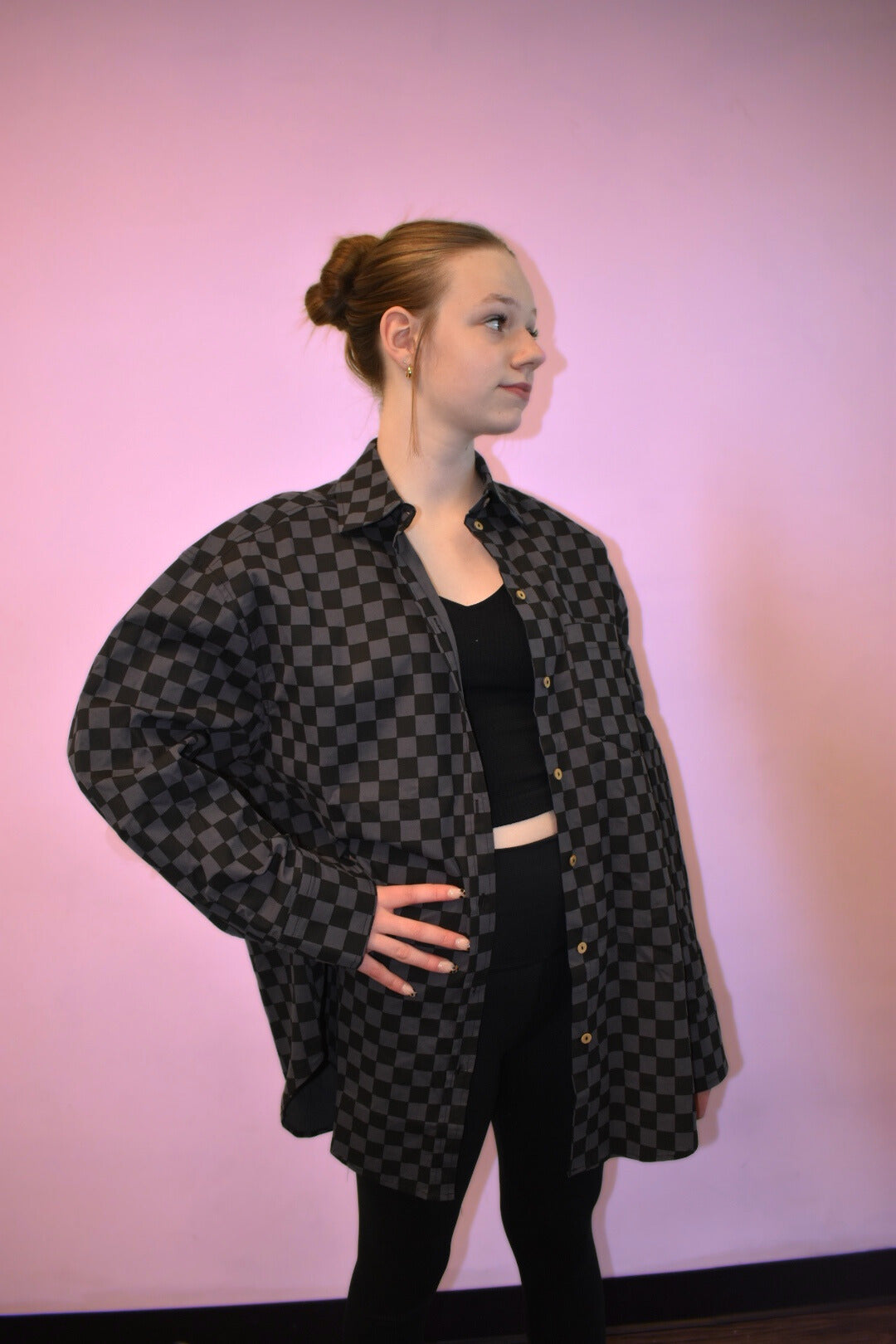 Just Too Easy Checkered  Top